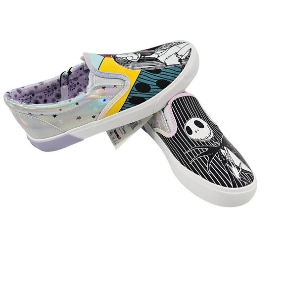 Disney The Nightmare Before Christmas Jack and Sally Slip-on Sneakers NWT - Picture 4 of 16